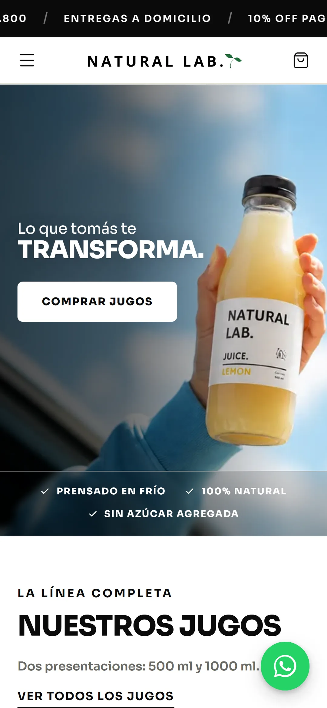 Natural Lab — la portada en el teléfono